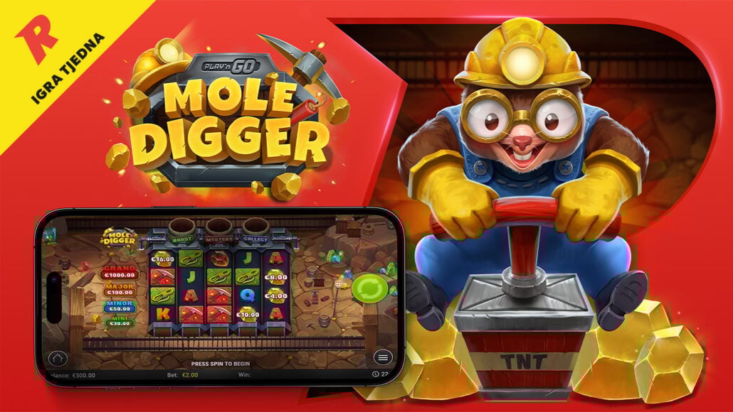Rizk Casino promotivni banner s igrom Mole Digger